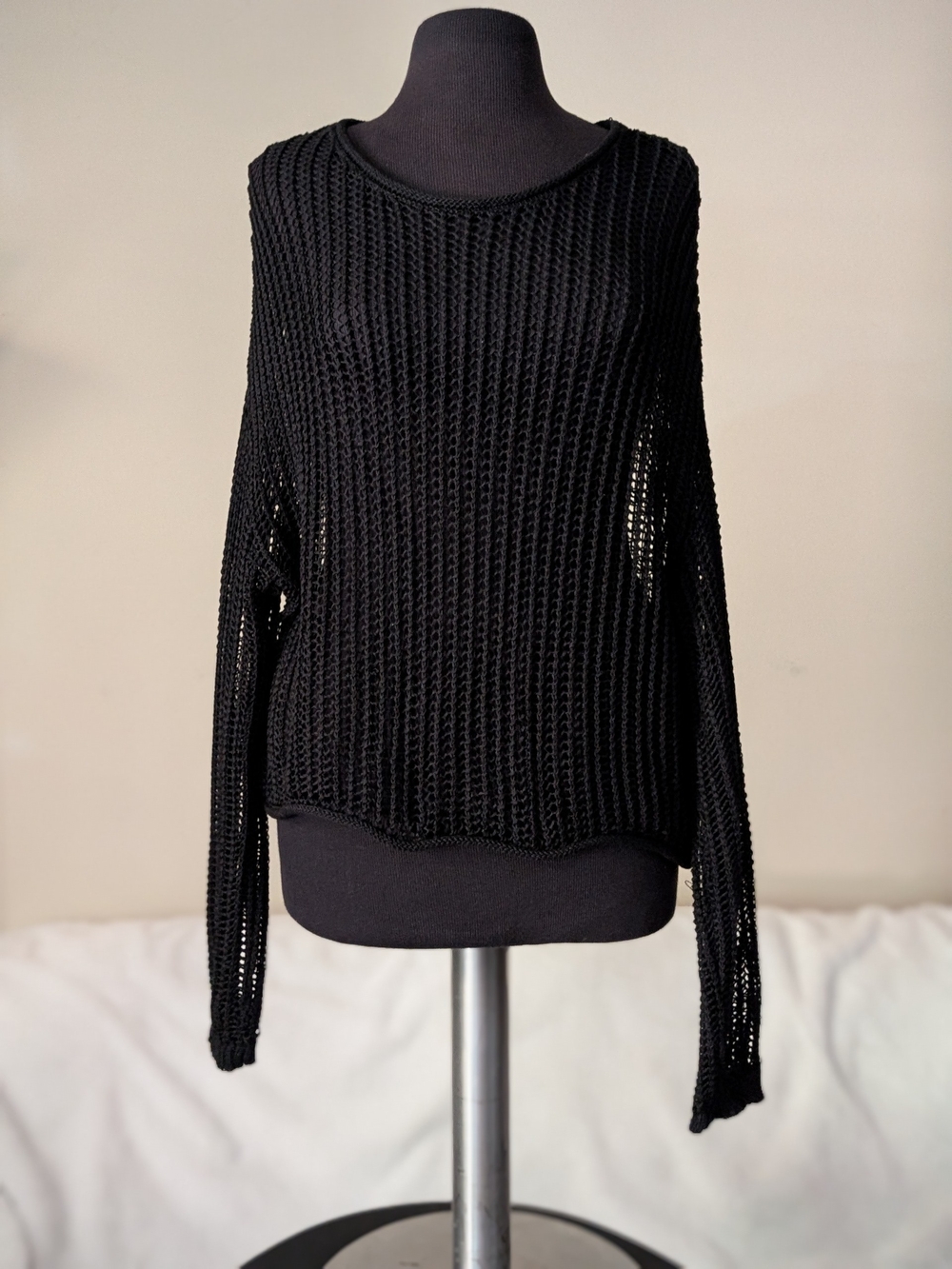NWOT Black Open-Knit Women's Sweater